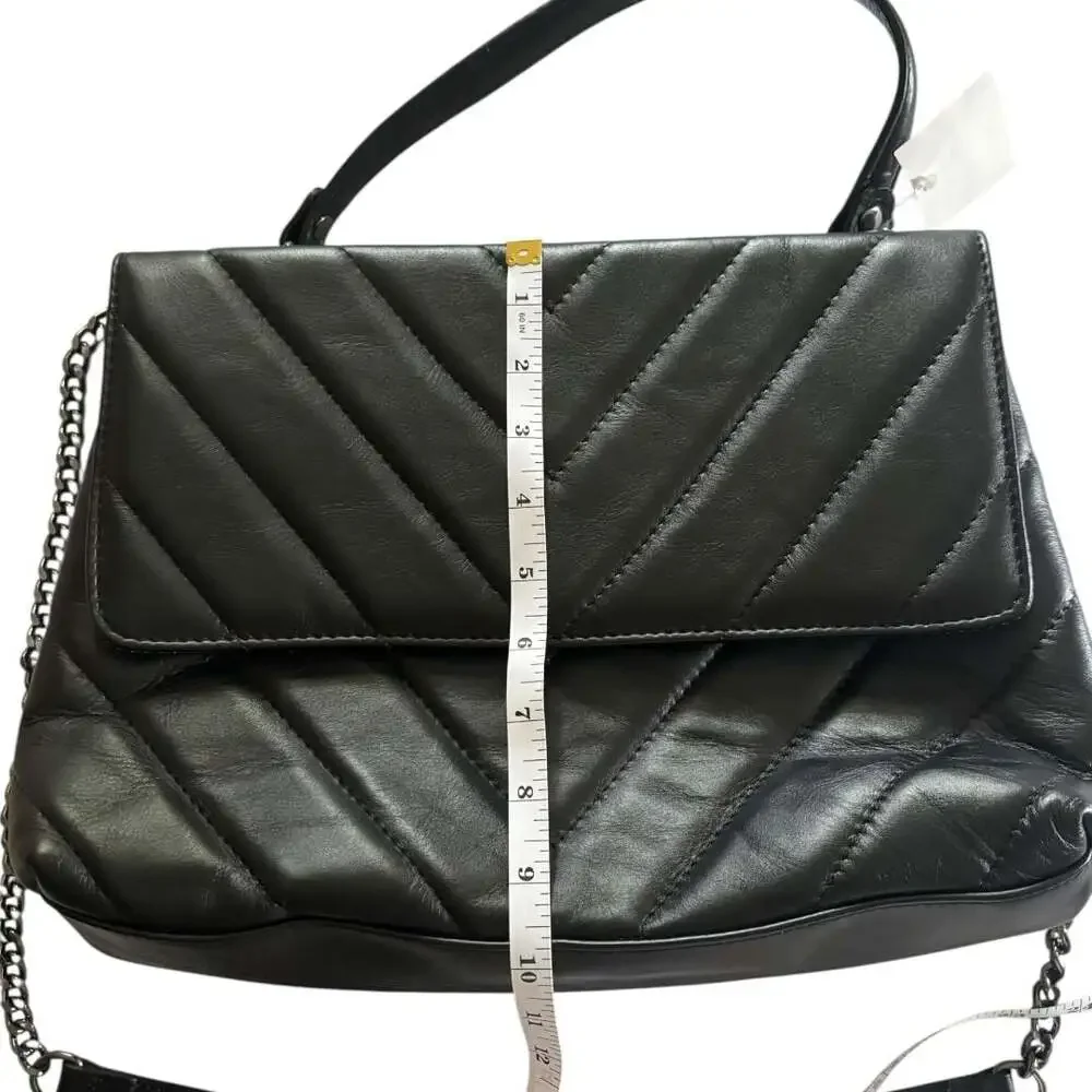 NWT Maison Héritage Paris Black Quilted Italian Leather Crossbody Bag